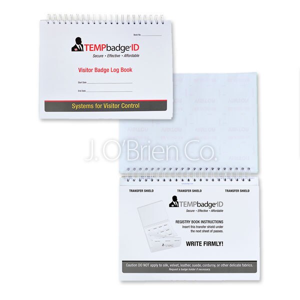 05721 Brady Tempbadge Visitor Badge Log Book Self Expiring J O Brien