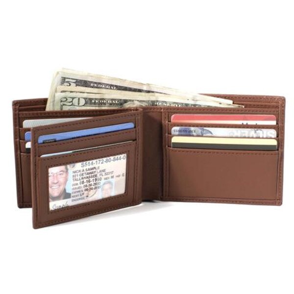 Tan RFID Blocking Men's Genuine Leather Trifold Wallet – Handmade Brown Trifold